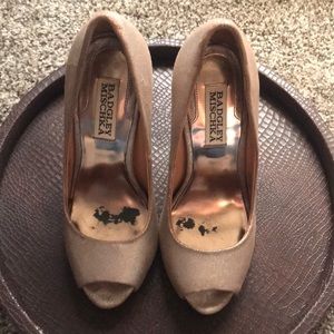 Metallic Brushed Suede Peep toe Stiletto